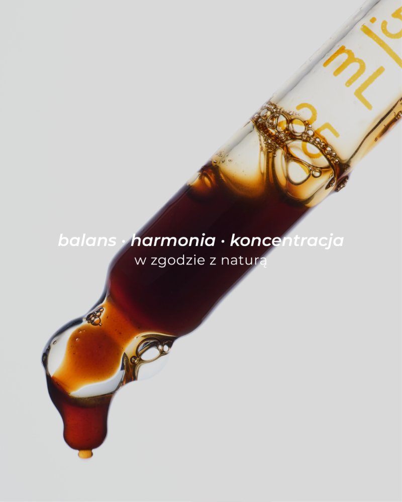 szklana pipeta z adaptogenami w kroplach