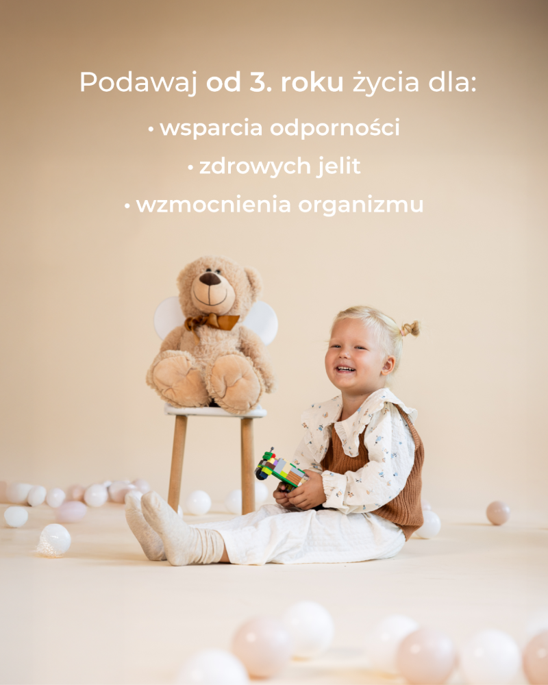 Infografika dotycząca właściwości colostrum dla dzieci Primabiotic