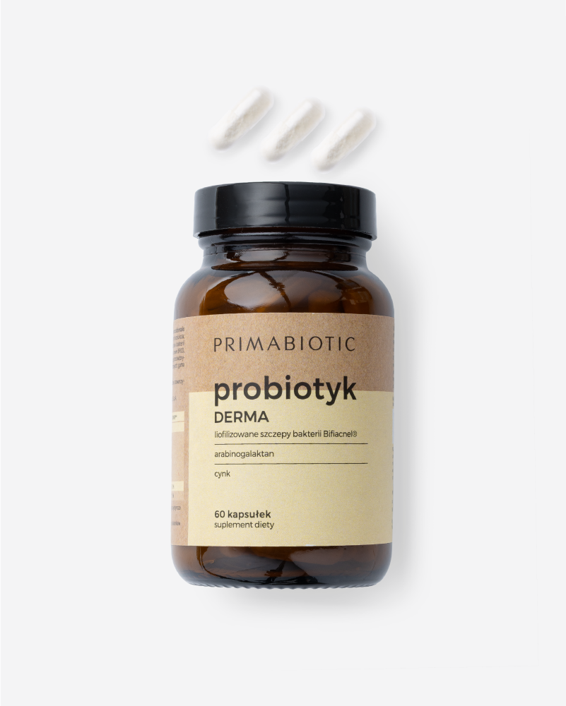 Probiotyk Derma Primabiotic w kapsułkach 60 sztuk wspierający kondycję skóry i mikrobiom