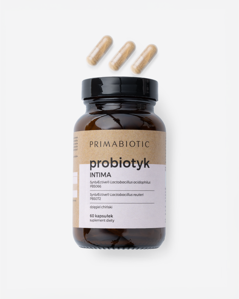 Probiotyk Intima Primabiotic w kapsułkach 60 sztuk wspierający zdrowie intymne i mikrobiom