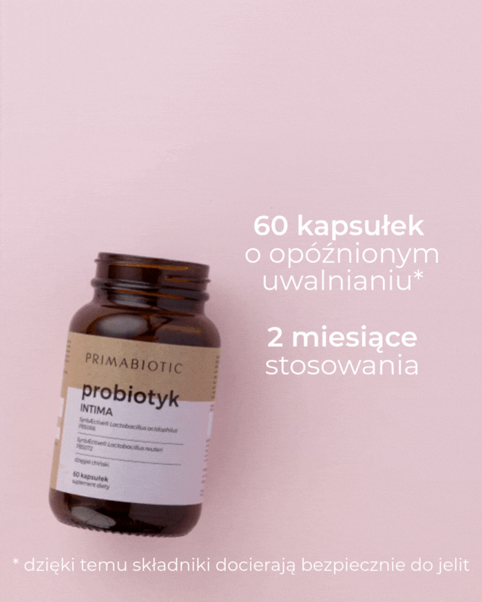 Probiotyk Intima Primabiotic 60 kapsułek o opóźnionym uwalnianiu na 2 miesiące stosowania