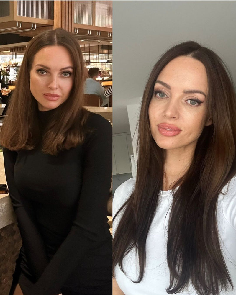 kobieta puentująca efekty suplementacji kolagenu primabiotic collagen - zauważalny porost włosów