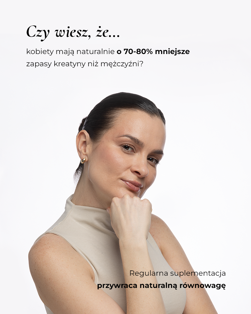 Infografika przedstawiająca właściwości kreatyny