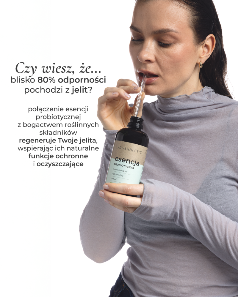 Esencja probiotyczna Primabiotic – wpływ jelit na odporność organizmu (infografika)