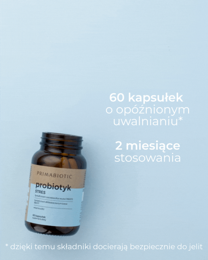 Probiotyk na stres Primabiotic 60 kapsułek o opóźnionym uwalnianiu na 2 miesiące stosowania