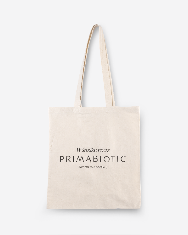 Torba bawełniana Primabiotic z napisem „W środku noszę Primabiotic”