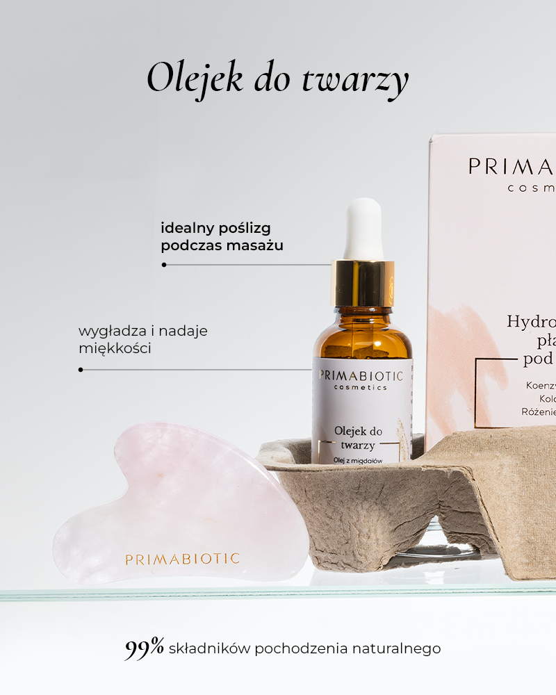 Zestaw: gua sha + olejek + hydrożelowe płatki pod oczy