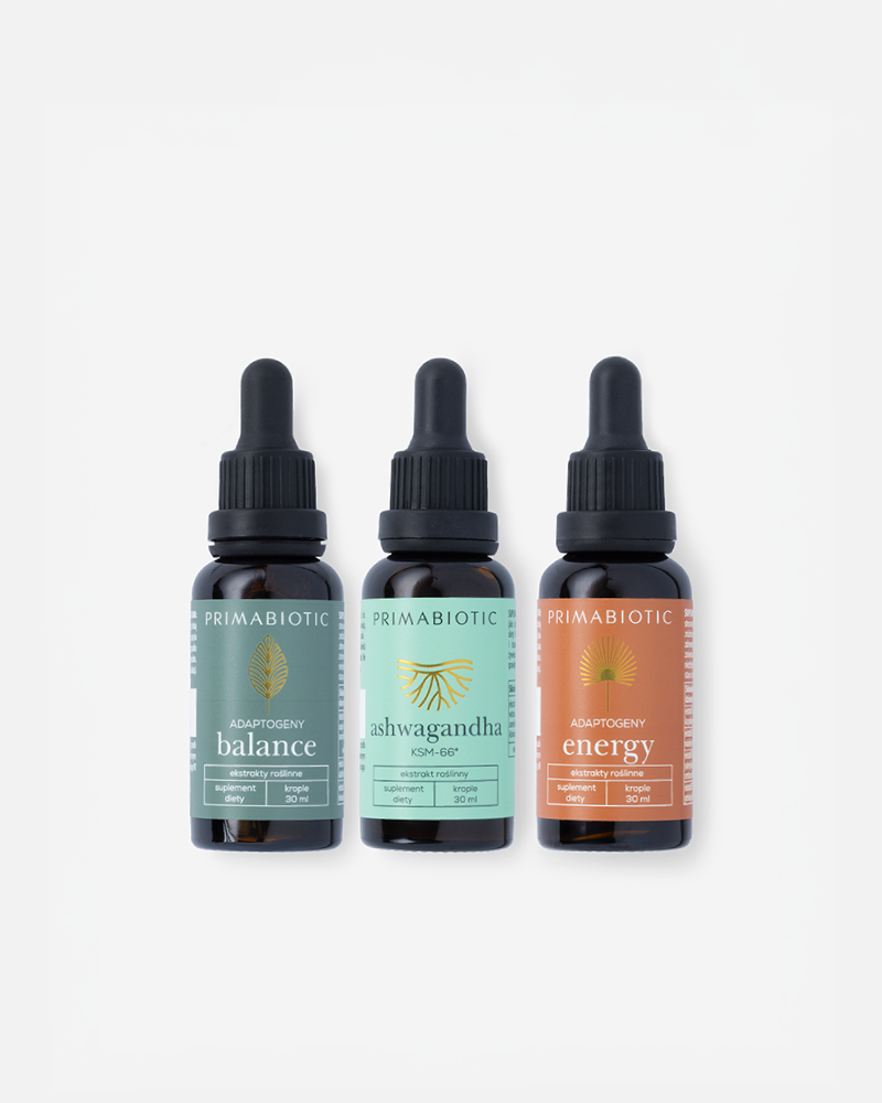 Zestaw trzech adaptogenów Primabiotic w kroplach