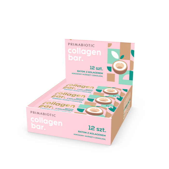 Collagen bar - Baton kokosowy z kolagenem muśnięty czekoladą (40 g) - Box 12 batonów (12 x 40 g)